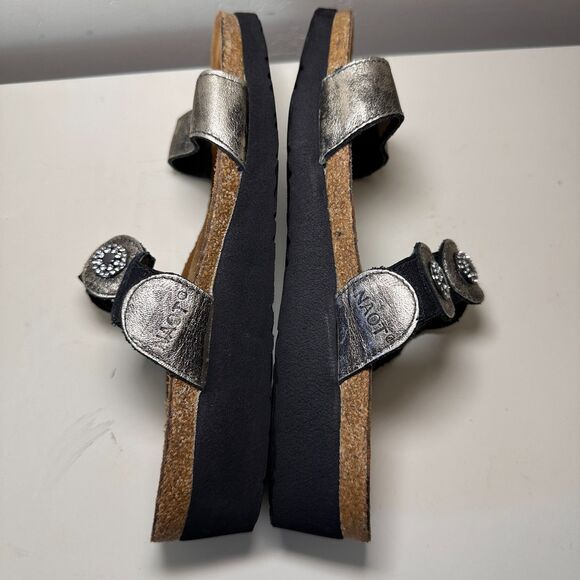 Naot Womens Marissa Sandal Size 38 7 Silver Pewter Leather Low Wedge Slide Shoe - Picture 9 of 11